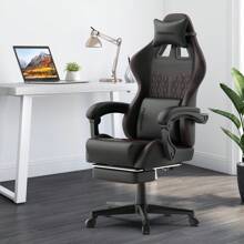 STGaming Gaming Chair With Footrest Computer Game Chairs With Lumbar Support Ergonomic Office Chair With Headrest Racing Gamer Chair PU Leather - Black - View 10