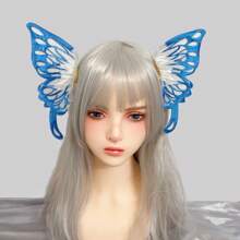 2pcs Gothic Witch Big Bow Hairpin, Halloween Demon 3D Bat Wing Hairclip Lolita Hair Accessories