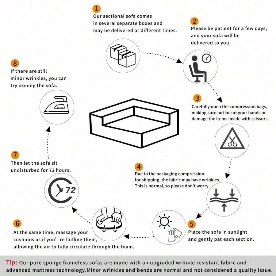 Modern Simplified Style Large Modular Sectional Sofa, Convertible