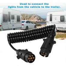 Heavy Duty 7 Pin Trailer Plug Extension Lead - 3m Towing Wire Adapter Cable For Trailer Lighting Board, Caravan, Truck Brake Joint Pipe - Black - View 6