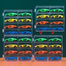 1 pieza Vitrina de acrílico cristal transparente a escala 1/64 con 8 compartimentos, caja de almacenamiento con estante protector para exhibir autos de juguete en miniatura y figuras, a prueba de polvo, ahorro de espacio, fácil montaje - Multicolor - Ver 1