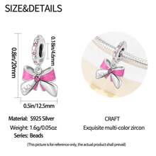 Silver Plated Charm Pink Gradient Butterfly Pink Cubic Zirconia Series Charm Bead Is Suitable For Diy Female Bracelet Cubic Zirconia Pendants