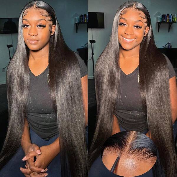 Straight HD Lace Front Wigs Human Hair Pre Plucked 13x4 HD Lace Frontal Wigs For Women Brazilian Virgin Glueless Wigs Human Hair With Baby Hair 180% Density Straight Wigs For Women