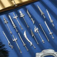 5/10/20 Pcs Estilos Mistos Espadas Faca Encantos Tema Ocidental Encantos de Guerra Longos Marcadores Pingentes Para Fazer Joias - Prata antiga - Ver 7