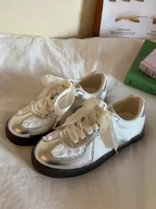 DareSee Women New Mesh Breathable Casual Sneakers Lace-Up Ballet Flat Small White Shoes Music Fest Y2KFest Back To School Autumn Christmas Christmas Winter Christmas Gifts