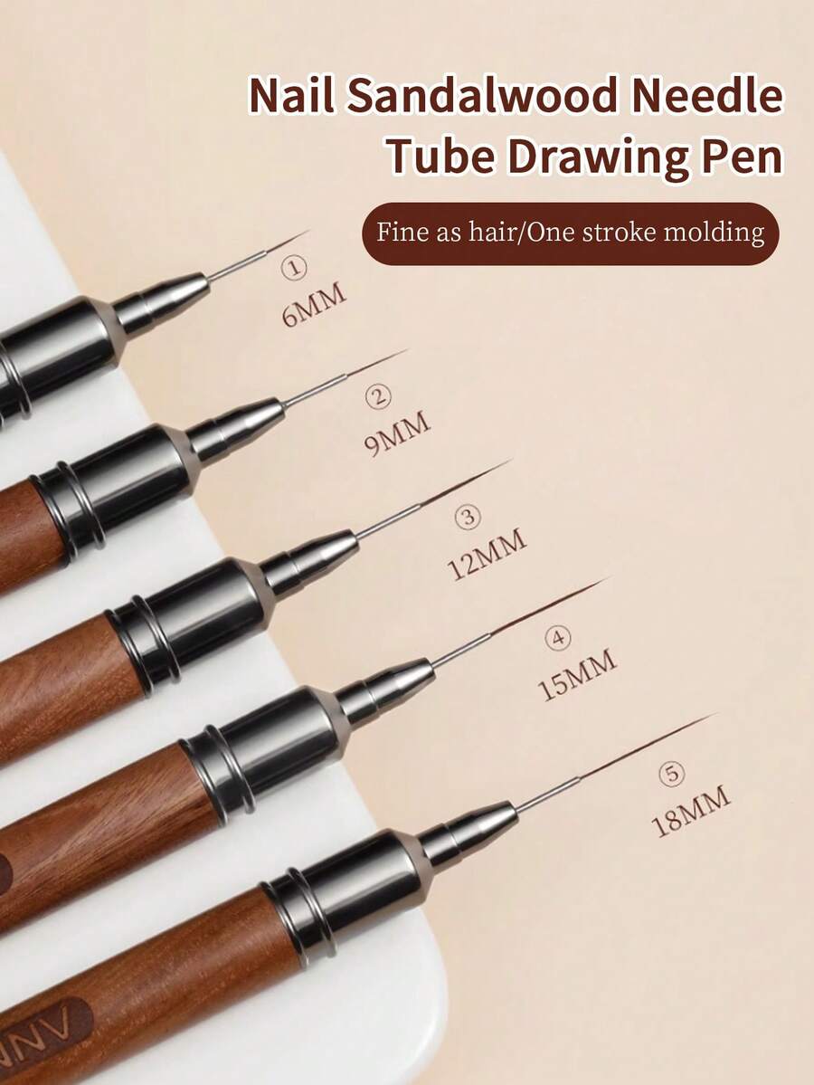 Bộ 5 bút vẽ móng tay cao cấp Nhật Bản cho nghệ thuật vẽ đường nét chính xác, sơn móng tay dạng gel