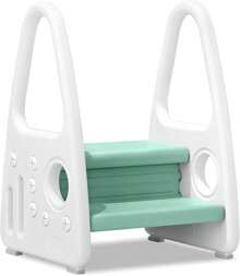 Froadp Kids Step Stool 2 Step Learning Tower Stool HDPE Kids Step Stool Double Step Stool Bathroom Toilet Bedroom 50kg Load Capacity - Green - View 1
