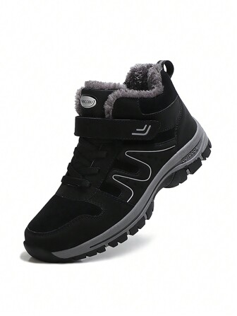 Winter 2024 Men's Sneakers Boot Plush Trekking Shoe TPR Shoes Non-Slip Ankle Boots Waterproof Leather Warm Snow Boots Men