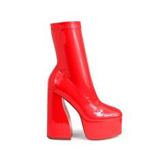 Stretchy Chunky Heel Booties Alpine-2 Liliana - 紅色 - 查看 4