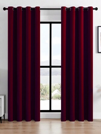 1pc Classic Solid Color Short Plush Curtains - Light Filtering, Grommet Top Drapes For Living Room & Bedroom - Easy Clean, Polyester Home Decor