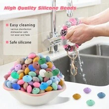 100Pcs/Lote Contas de Lentilha de Silicone 12mm Contas Espaçadoras Soltas Para DIY Caneta Pulseira Jóias Chaveiro Fazendo Decoração Acessório Etc