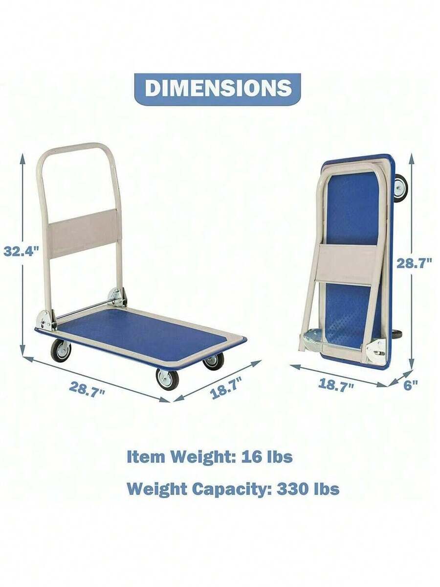 Push Cart Dolly Folding Hand Platform Truck 330 Lbs Weight Capacity