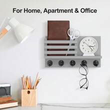 Key Holder For Wall – Decorative Wooden Mail Holder And Key Shelf With Drawer, Mounting Hardware, Installation Guide – Paulownia Wood With 5 Metal Key Hooks - 5 Hooks - View 9