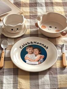 1pc Custom Photo Plate - 8.11" (20.6cm) Diameter - Personalized Gift For Kid With Photo And Text, Birthdays, Anniversaries, Mother's Day, Father's Day, Ideal For Kid, Mom, Dad, Girlfriend, Boyfriend, Wife, Husband, Best Friend - Cherish Your Loved Ones' Photos With This Elegant Decorative Plate Baby Shower Ornamental, Letter, Stylish, Cute, Adorable, Casual, Custom, Personalized, Unique, Customized, Baby Gifts, Ideal Gifts For Him, Ideal Gifts For Her, Son, Daughter