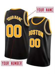 定制姓名和号码男友风格男士刺绣篮球球衣黑色圆领个性无袖衬衫派对比赛训练比赛运动上衣 DIY S-Xxl