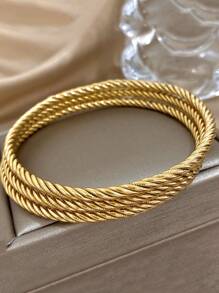 3 件/套 女士复古扭曲手链 可叠戴手镯 不锈钢细手链 适合日常聚会珠宝 圣诞礼物 - 彩色 - 查看 9