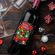 12pcs Christmas Party Red Wine Bottle Stickers, Christmas Decoration Wine Bottle StickersCup Decoration,Christmas Decoration, Party Decoration, Gift For Friends, Gift For Family, Christmas Party