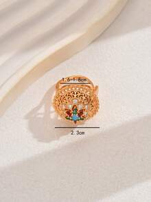 1 chiếc nhẫn hở khảm đá Zirconia tổng hợp hình học rỗng tinh xảo, thích hợp cho các sự kiện trang trọng và tiệc tùng của phụ nữ - Nhiều màu - Xem 5