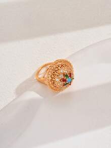 1 chiếc nhẫn hở khảm đá Zirconia tổng hợp hình học rỗng tinh xảo, thích hợp cho các sự kiện trang trọng và tiệc tùng của phụ nữ - Nhiều màu - Xem 4