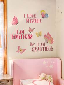 1pc Slogan Graphic Wall Sticker,Stickers,Wall Decal, Vinyl Decal For Home Decorations,Spring Decoration Items Refresh Your Home,Rama Decoration Stickers Gifts Birthday Graduation - Pink - View 10