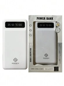 Power Bank 10000 mah,Ultra Slim de Bateria Portatil,con 4 Cables Incorporados USB, Tipo C, Micro USB Pila Portatil Compatible para,con linterna LED - Blanco - Ver 11