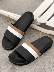 2025 New Thick Sole Striped Slippers, Unisex Indoor Outdoor Bathroom Non-Slip Beach Slides, Couple Styles