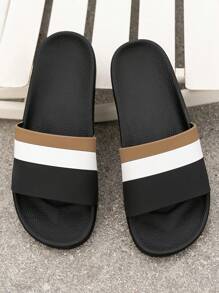 2025 New Thick Sole Striped Slippers, Unisex Indoor Outdoor Bathroom Non-Slip Beach Slides, Couple Styles