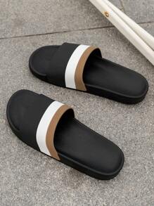 2025 New Thick Sole Striped Slippers, Unisex Indoor Outdoor Bathroom Non-Slip Beach Slides, Couple Styles
