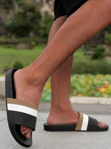 2025 New Thick Sole Striped Slippers, Unisex Indoor Outdoor Bathroom Non-Slip Beach Slides, Couple Styles