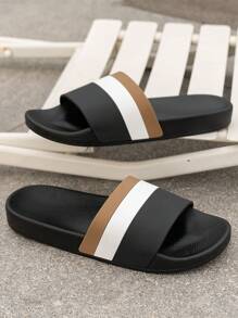 2025 New Thick Sole Striped Slippers, Unisex Indoor Outdoor Bathroom Non-Slip Beach Slides, Couple Styles