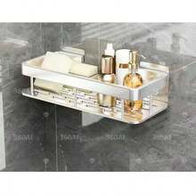 1 件免钻简易矩形和拱形储物架，适用于客厅、卧室、厨房、浴室、壁挂式梳妆台，价格实惠的优质铁质材料，安全耐用 - 彩色 - 查看 9