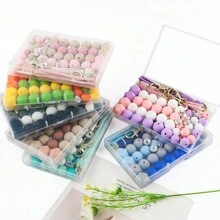 60 cái/hộp hạt tròn silicon đa diện tua rua da kết hợp để làm đồ trang sức DIY vòng tay thủ công vòng cổ bút nhựa chuỗi hạt chìa khóa túi điện thoại móc chìa khóa trang trí xe hơi vật dụng thủ công - Nhiều màu - Xem 6