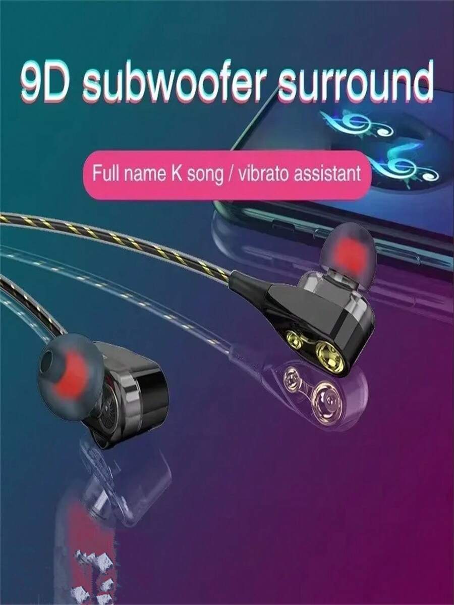 Explosive Double Moving Coil Headphones In Ear Subwoofer Cross Border