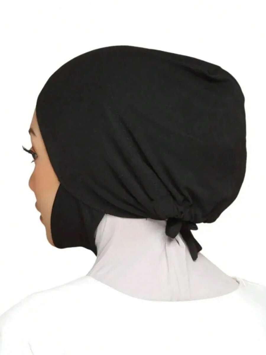 1 chiếc khăn trùm đầu Hijab buộc cổ phía trước dành cho nữ, khăn trùm đầu Hồi giáo màu trơn thời trang, mềm mại và co giãn để mặc hàng ngày và hoạt động ngoài trời - Mũ trùm đầu có cổ - Xem 1