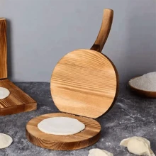 1 dụng cụ ép bột bằng gỗ có tay cầm, khuôn làm bánh hamburger chống dính, khuôn tạo hình bánh thịt cho nhà bếp - màu nâu - Xem 1