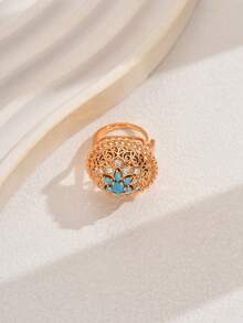1 chiếc nhẫn hở khảm đá Zirconia tổng hợp hình học rỗng tinh xảo, thích hợp cho các sự kiện trang trọng và tiệc tùng của phụ nữ - Nhiều màu - Xem 9