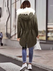 Women's Casual Fleece Zip Up Hooded Cardigan With Fur Collar, Suitable For Daily Wear In Autumn/Winter, Christmas
