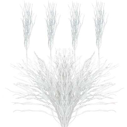 4PCS Sparkling Christmas Branches Artificial Curly Branches Christmas Tree Insert Branches Christmas Gifts Wedding Holidays Perfect Vase Filling Home Decoration ﻿