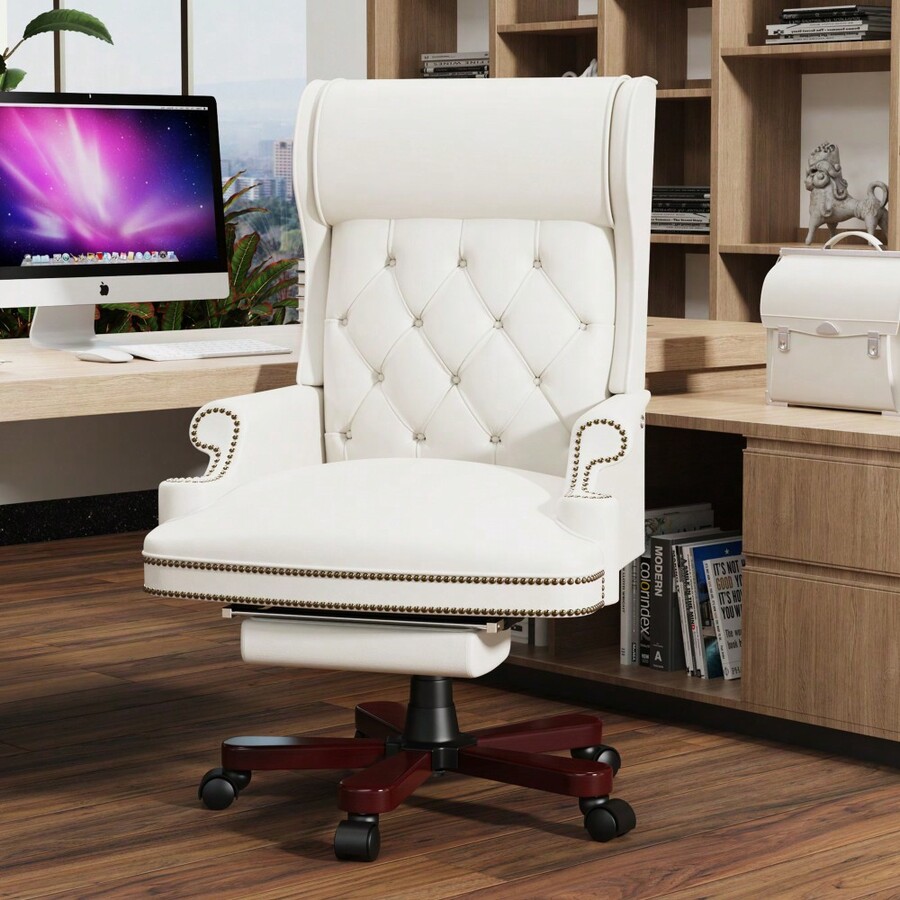 330LBS Executive Office Chair With Footstool, Ergonomic Design High