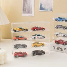 1 pieza Vitrina de acrílico cristal transparente a escala 1/64 con 8 compartimentos, caja de almacenamiento con estante protector para exhibir autos de juguete en miniatura y figuras, a prueba de polvo, ahorro de espacio, fácil montaje - Multicolor - Ver 9