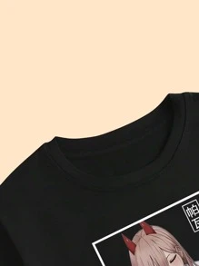 Anime T-Shirt Men's Shirt Cotton Women's Blouse Power - 黑色 - 查看 5