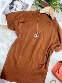 Modal Women's Short Sleeve Plain Blouse - Lạc đà - Xem 2