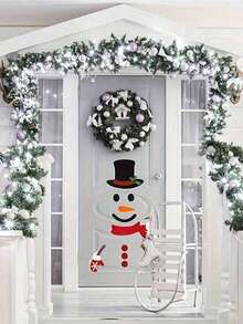 1 zestaw - urocze ozdoby świąteczne z filcu: Święty Mikołaj, Bałwan, Renifer, Naklejki na drzwi/okno, Akcesoria do gabloty sklepowej, Naklejki świąteczne, Naklejki filcowe, Zdejmowane naklejki na drzwi/okno z bałwankiem