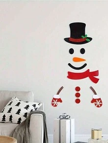 1 zestaw - urocze ozdoby świąteczne z filcu: Święty Mikołaj, Bałwan, Renifer, Naklejki na drzwi/okno, Akcesoria do gabloty sklepowej, Naklejki świąteczne, Naklejki filcowe, Zdejmowane naklejki na drzwi/okno z bałwankiem