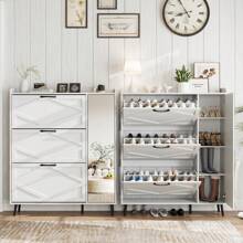 Vabches 3-Drawer Freestanding Shoe Storage Cabinet, Hidden Shoe Rack Cabinet, 3-Tier Wood Shoe Rack Storage Organizer For Entryway,Hallway, Bedroom - 查看 2