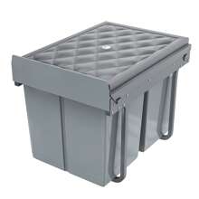 Built-In Kitchen Trash Can 2/3 Compartments Extendable Trash Can Waste Bin Kitchen Base Cabinet With Telescopic Rails Kitchen Trash Can Built-In Waste Separation System Gray