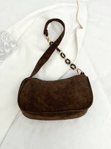 Livesso Solid Color Casual Lightweight Luxury Shoulder Bag, Suitable For Ladies Commuting In Spring And Summer - Coffee Brown - View 3