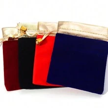 5/10个/包 金边首饰绒布袋，珠宝袋，宝石袋，化妆袋，带CCB大孔珠子抽绳 - 5,10個/包 - 查看 4