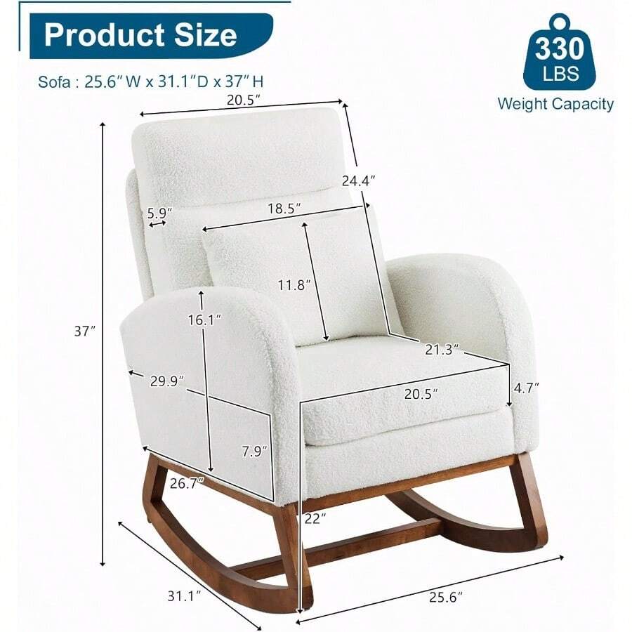 Rustic Microfiber Rocking Chair Nursery With Thick Headrest