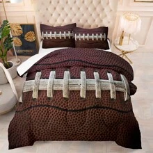 Sports Football Comforter Set Full Size For Boys,Brown Rugby Theme Bedding Set Twin/Full/Queen Size